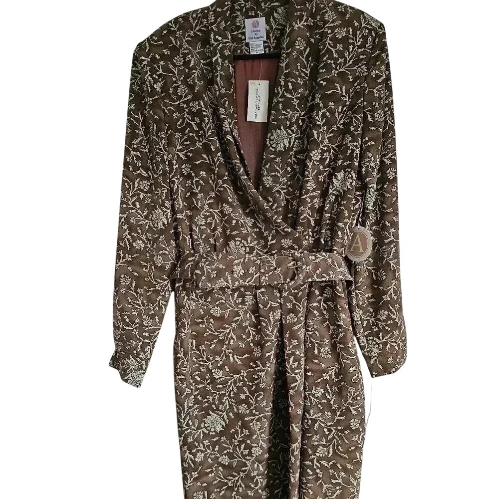 Studio By Pat Argenti Brown Floral Dress Jacket Women's 14 NWT